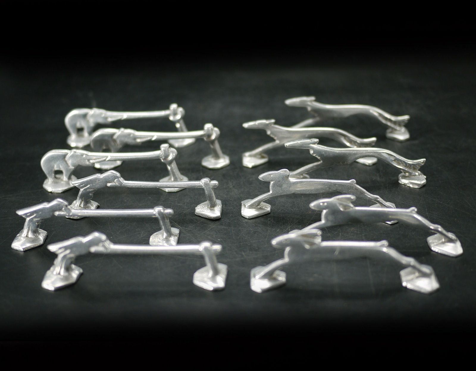 Art Deco Aluminum French Knife Rests Set 12 Pc photo furniture