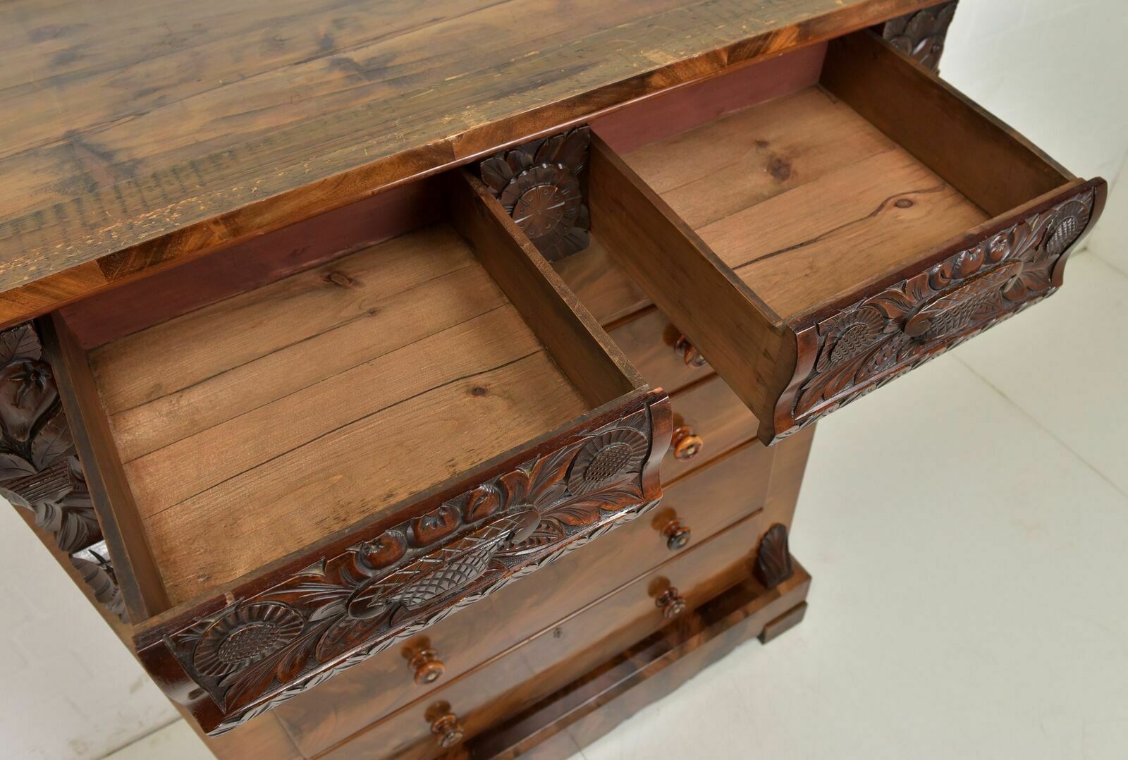 Antique! Drawer Chest Restored Mahogany Around 1860 Vertiko High Chest Of Drawers photo for sale