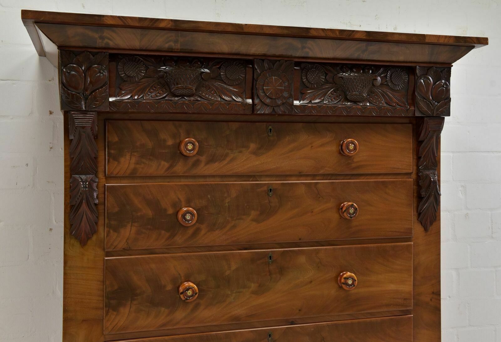 photo furniture Antique! Drawer Chest Restored Mahogany Around 1860 Vertiko High Chest Of Drawers