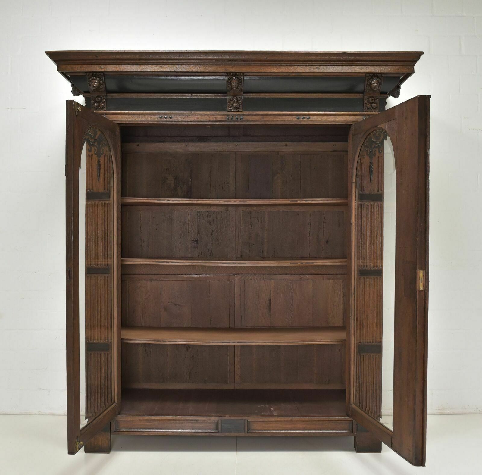 Antique! Large Flemish Display Cabinet Restored Oak Renaissance Baroque photo for sale
