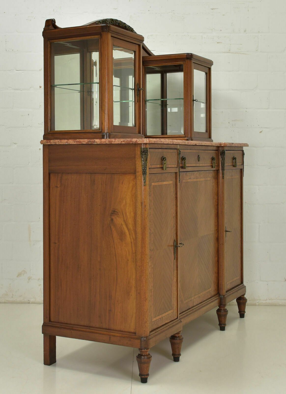 Furniture Antique! Display Cabinet K Restored Art Deco Around 1925 Mahogany Sideboard Buffet photo