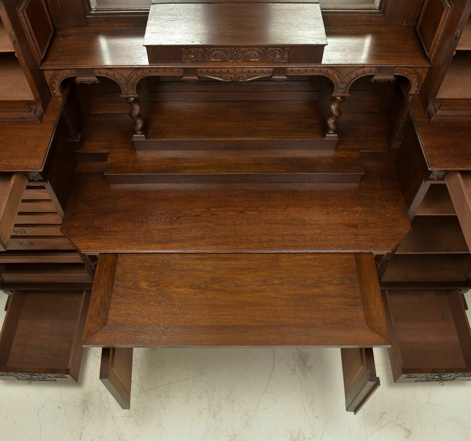 Antique! Xxl Buffet Cabinet Restored Art Nouveau / Historicism Oak Credenza photo 5032.0