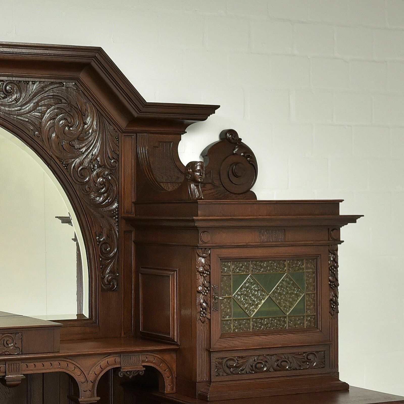 Antique! Xxl Buffet Cabinet Restored Art Nouveau / Historicism Oak Credenza photo vintage