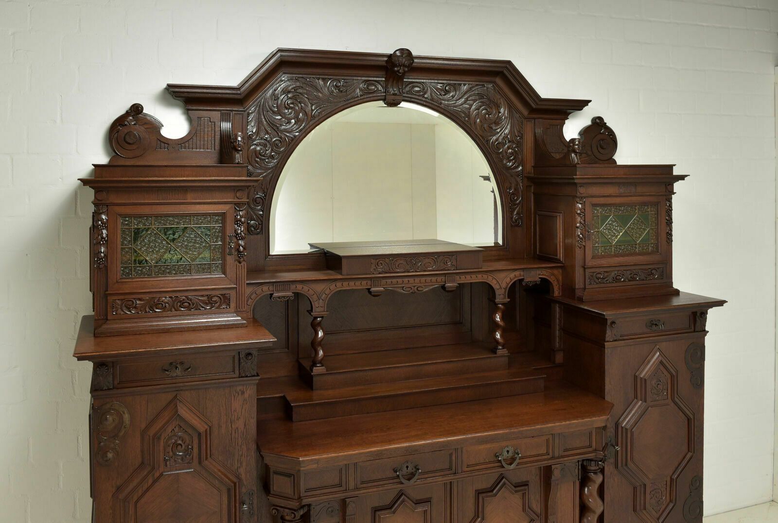 photo furniture Antique! Xxl Buffet Cabinet Restored Art Nouveau / Historicism Oak Credenza