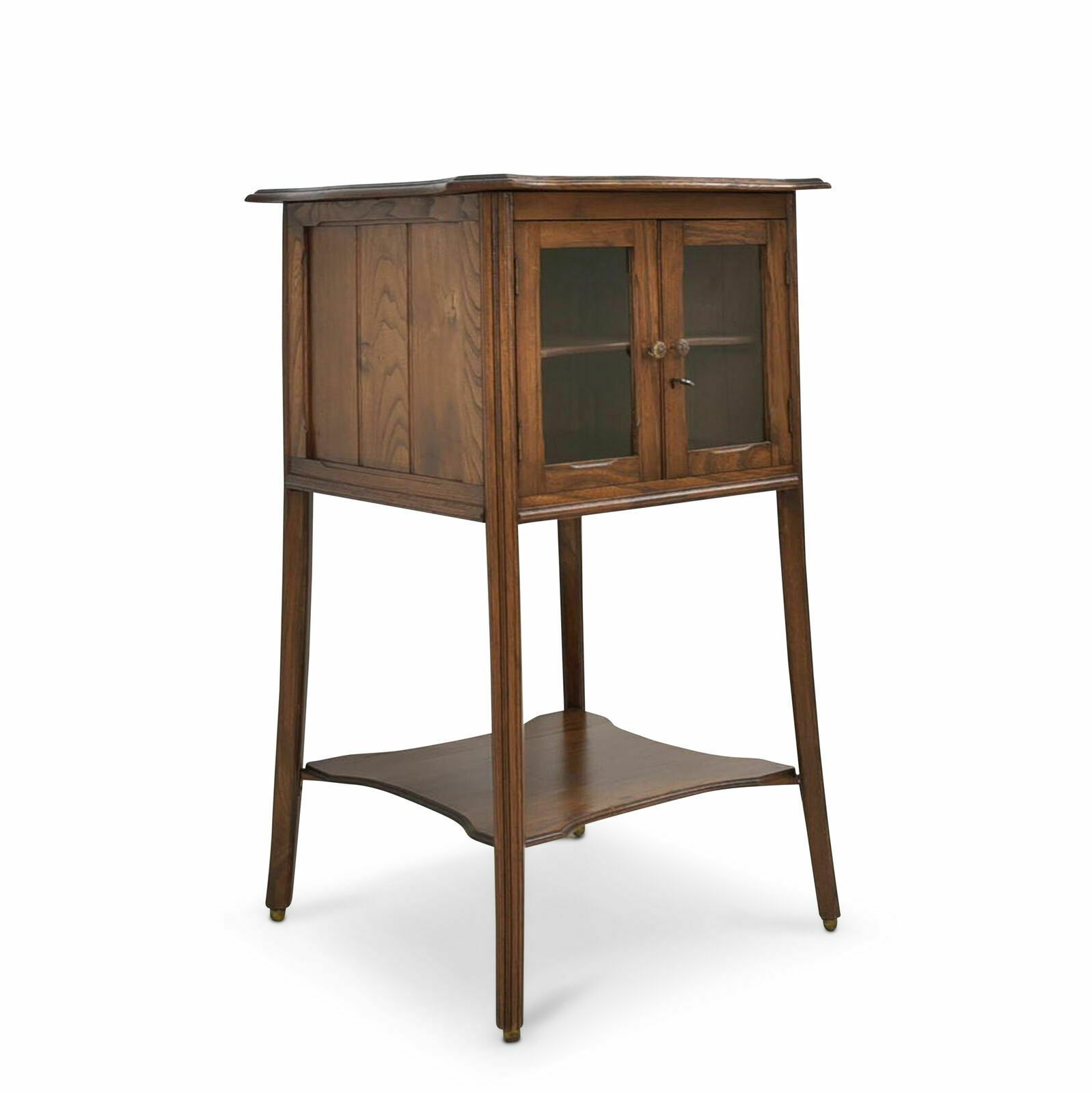 Antique! Small Showcase Restored Art Nouveau Around 1920 Elm Rüster Side Cabinet K