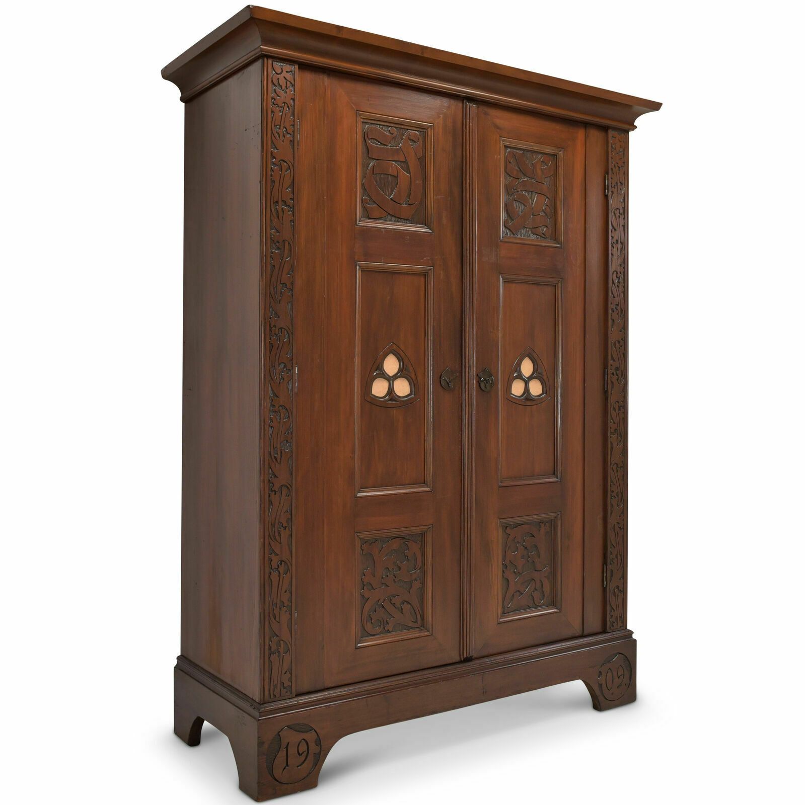 Antique! Hall Cabinet Restored Art Nouveau Gothic 1909 In The Style Of Riemerschmid