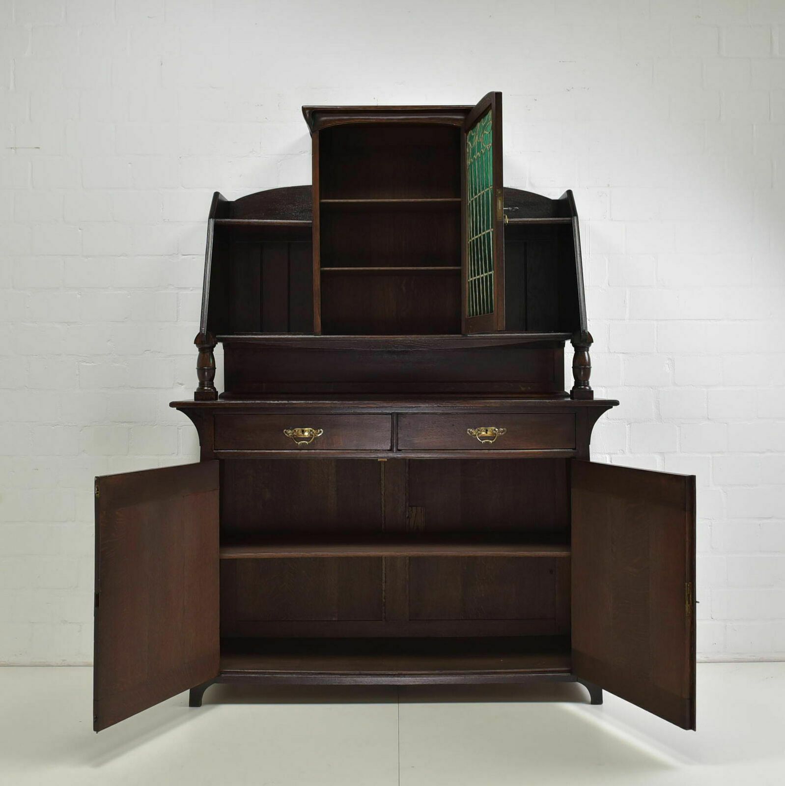 Antique! Buffet Cabinet Restored Art Nouveau Art Nouveau Around 1920, Solid Oak photo for sale