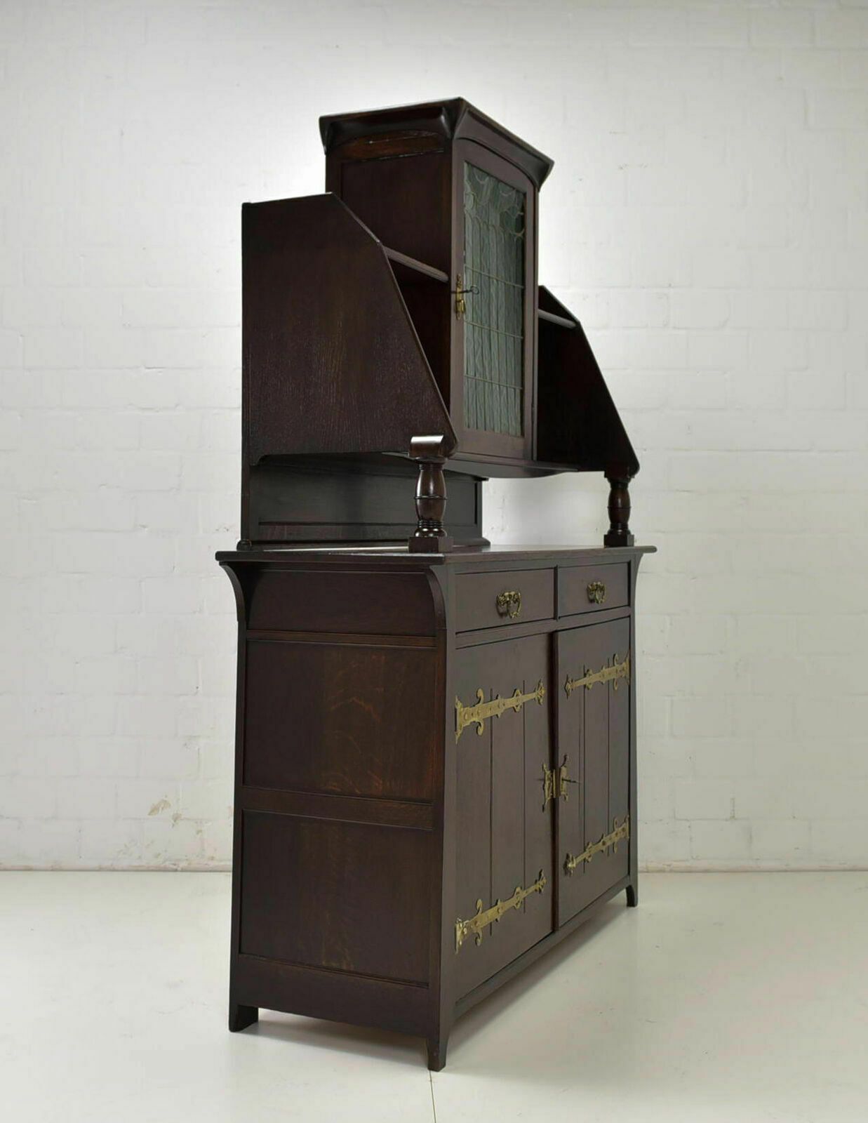 Furniture Antique! Buffet Cabinet Restored Art Nouveau Art Nouveau Around 1920, Solid Oak photo
