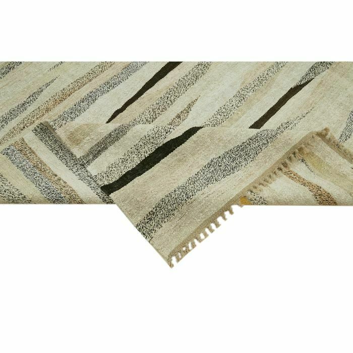 Handmade Contemporary Beige Hemp Kilim Rug 246 Cm X 362 Cm photo vinterior