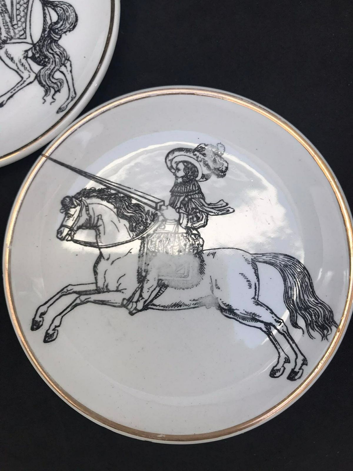 Piero Fornasetti Original Coasters Set 5 Cavalieri Small Plates Wall Art Italian Design White Black Decor Gift For Him photo buy