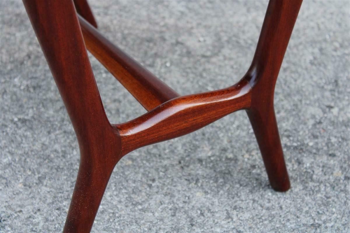 Mid Century Mahogany And Grey Velvet Stool Carlo De Carli Style 1950s photo for sale