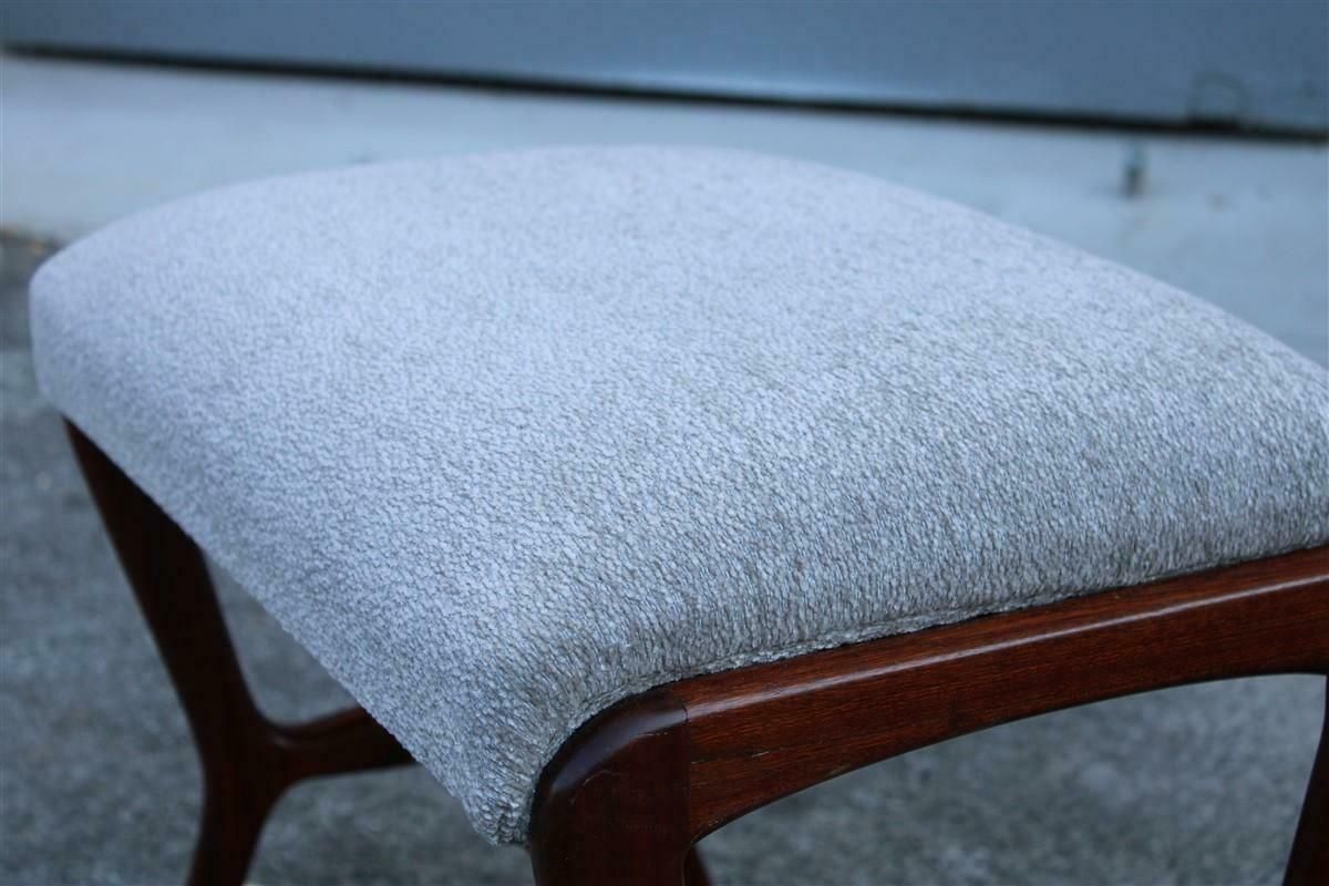 Mid Century Mahogany And Grey Velvet Stool Carlo De Carli Style 1950s photo buy