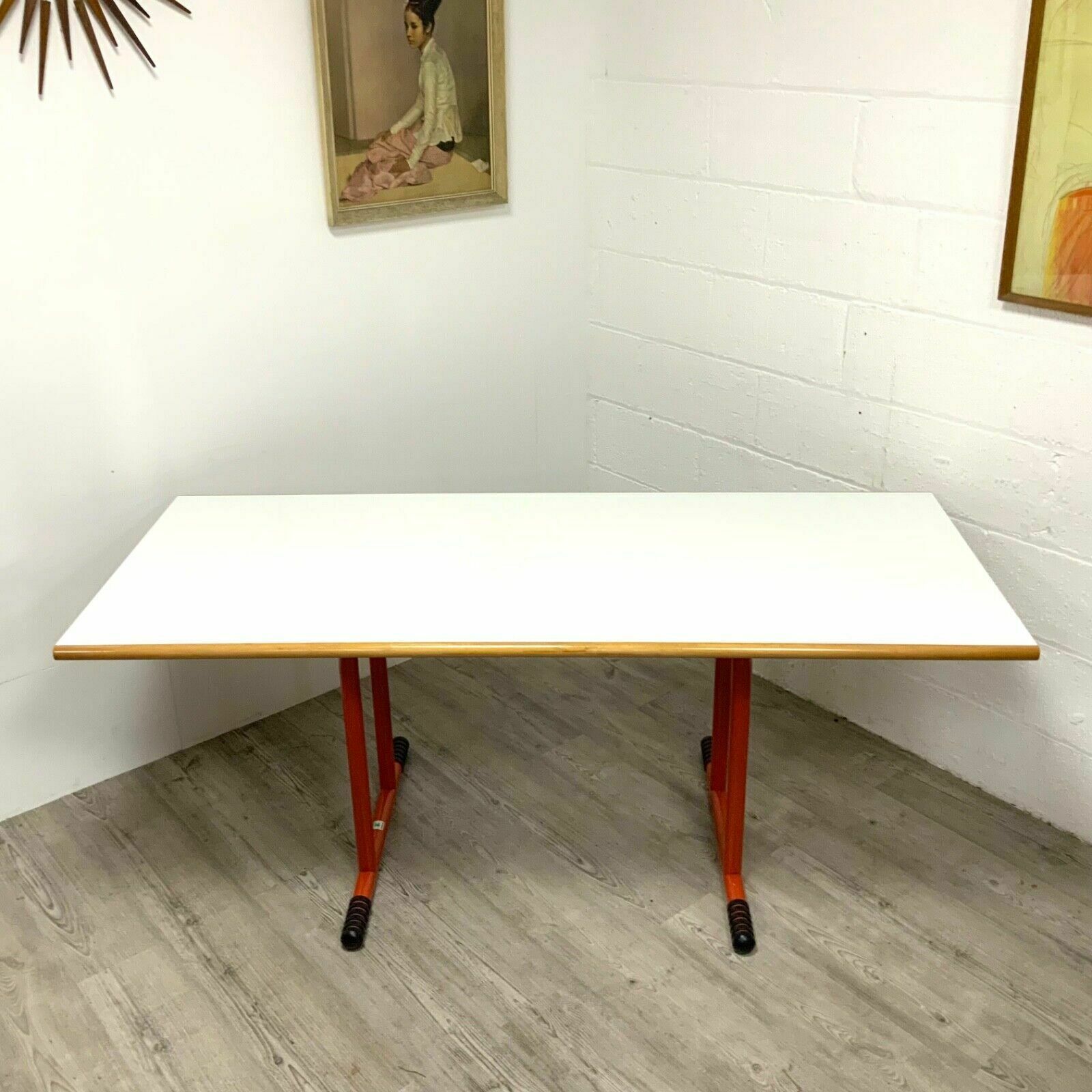 Joe Colombo For Bieffeplast White And Orange Desk Dining Table Italian 1970s Mcm photo furniture