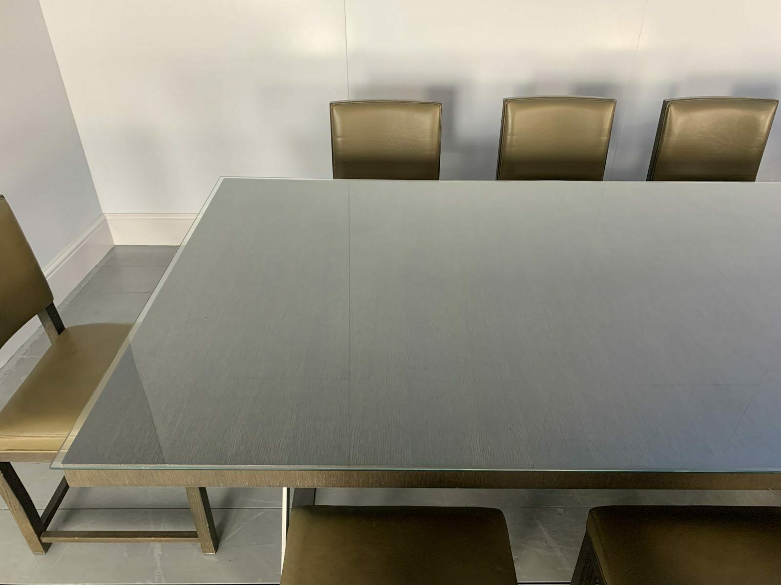 photo for sale Sublime Huge B&B Italia “Max” Dining Table & 10 “Maxalto” Dining Chairs In Grey Oak & Leather