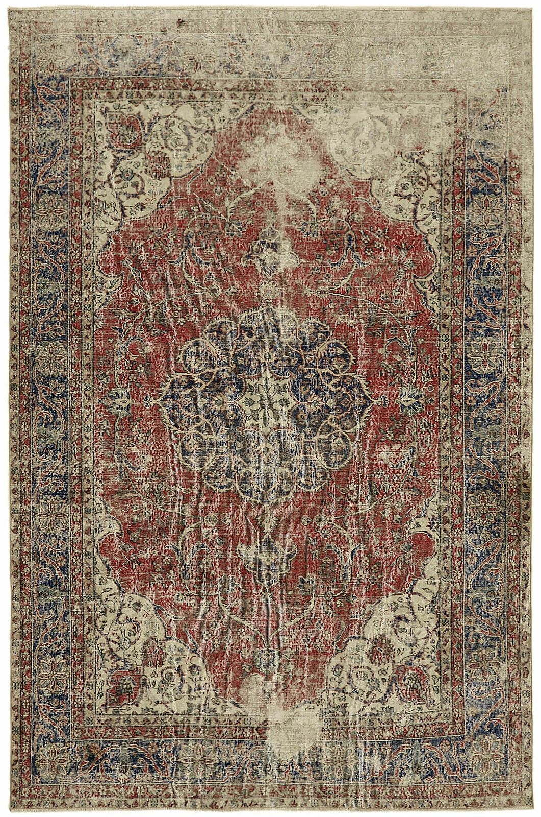 Handmade Beige Turkish Vintage Area Rug 210 Cm X 310 Cm