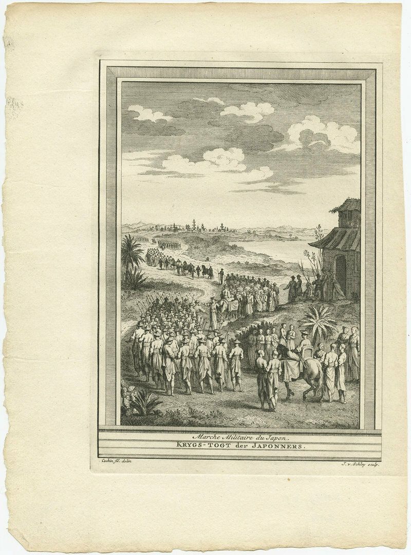 Antique Print Of Japanese Soldiers Marching