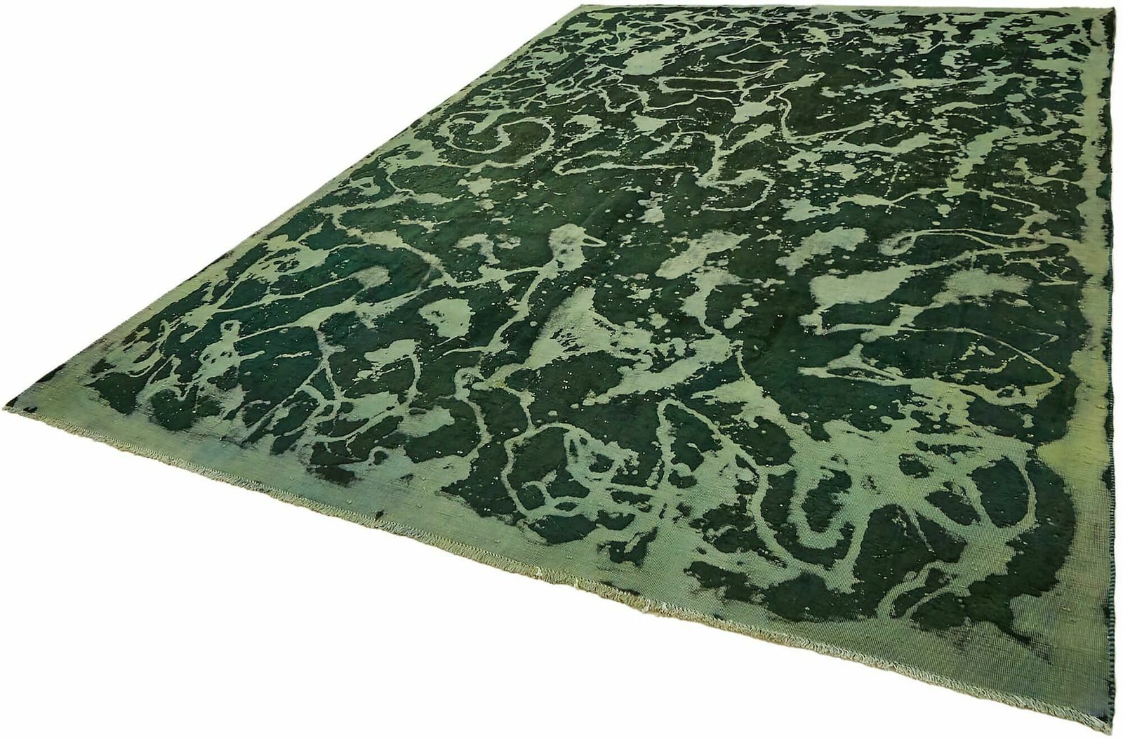 Handmade Green Overdyed Large Area Rug  374 Cm X 262 Cm photo for sale