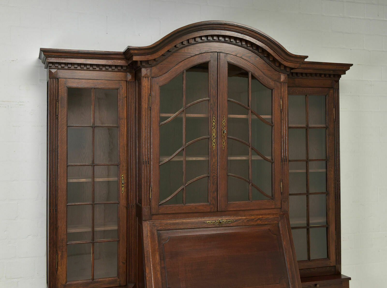 photo furniture Antique! Large Display Cabinet With Secretary, Restored Oak Bookcase