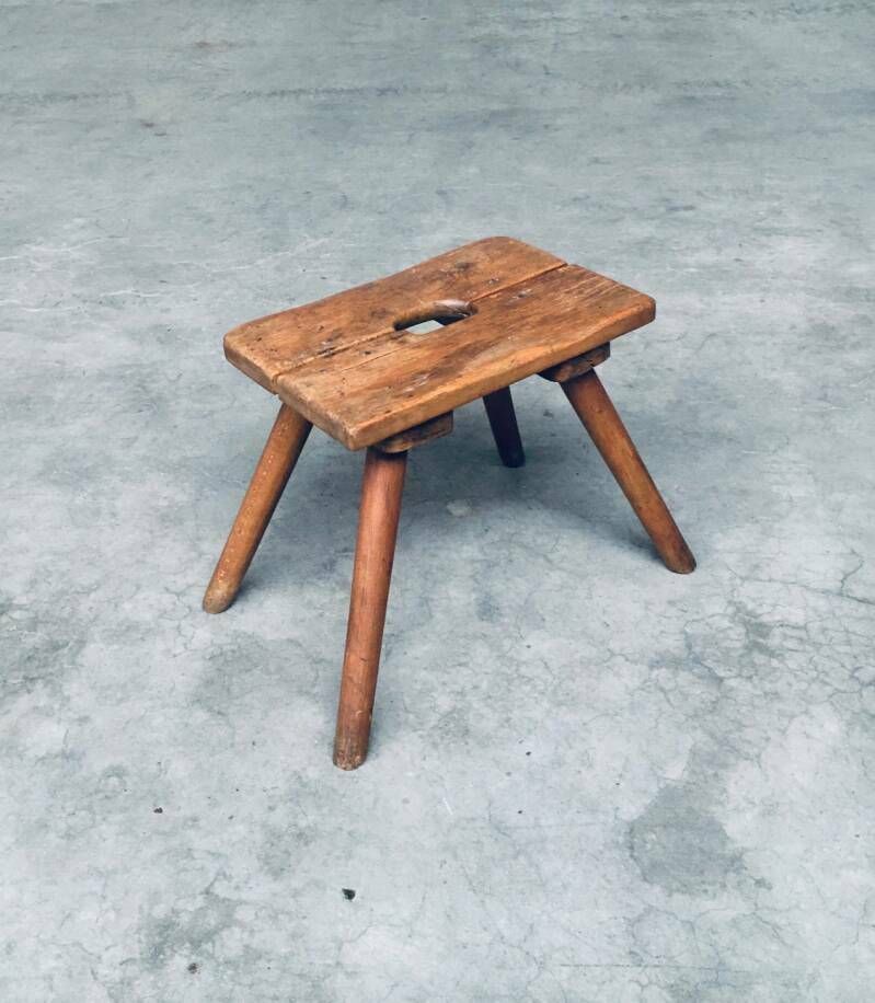 photo for sale Craftsman Handmade Folk Art Milk Stool, Late 1800's