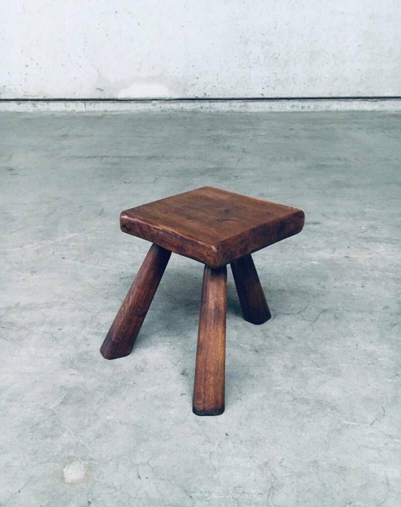 Driepoot Bijzettafel / Kruk Van Eiken, België, Ca. Jaren 1950 photo for sale