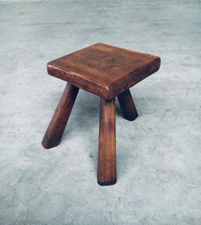 Driepoot Bijzettafel / Kruk Van Eiken, België, Ca. Jaren 1950 photo buy