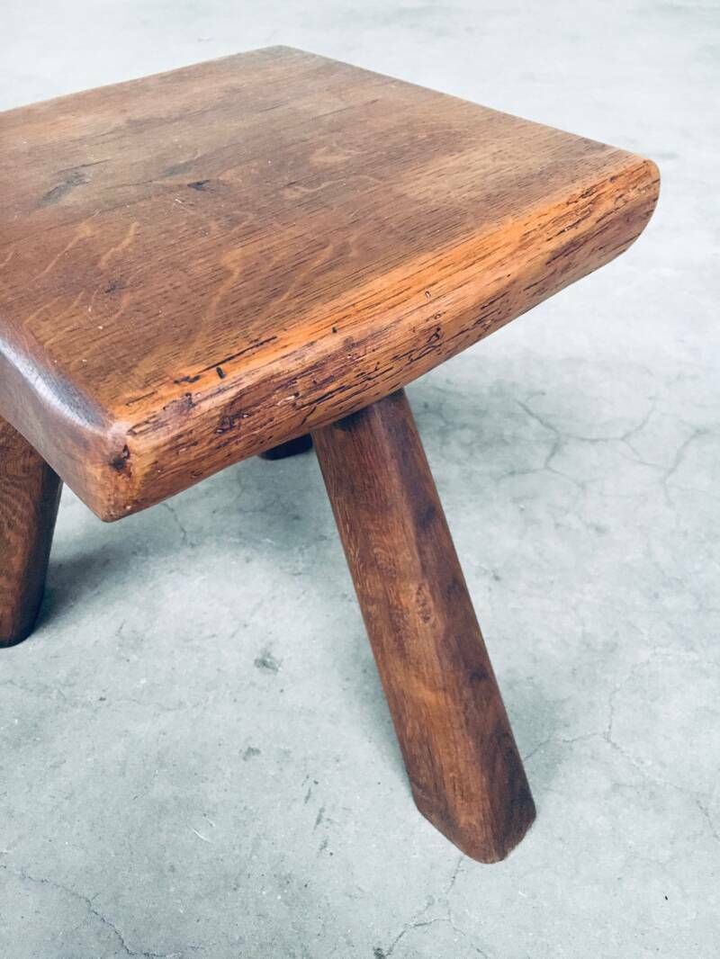 280.0 Driepoot Bijzettafel / Kruk Van Eiken, België, Ca. Jaren 1950 photo