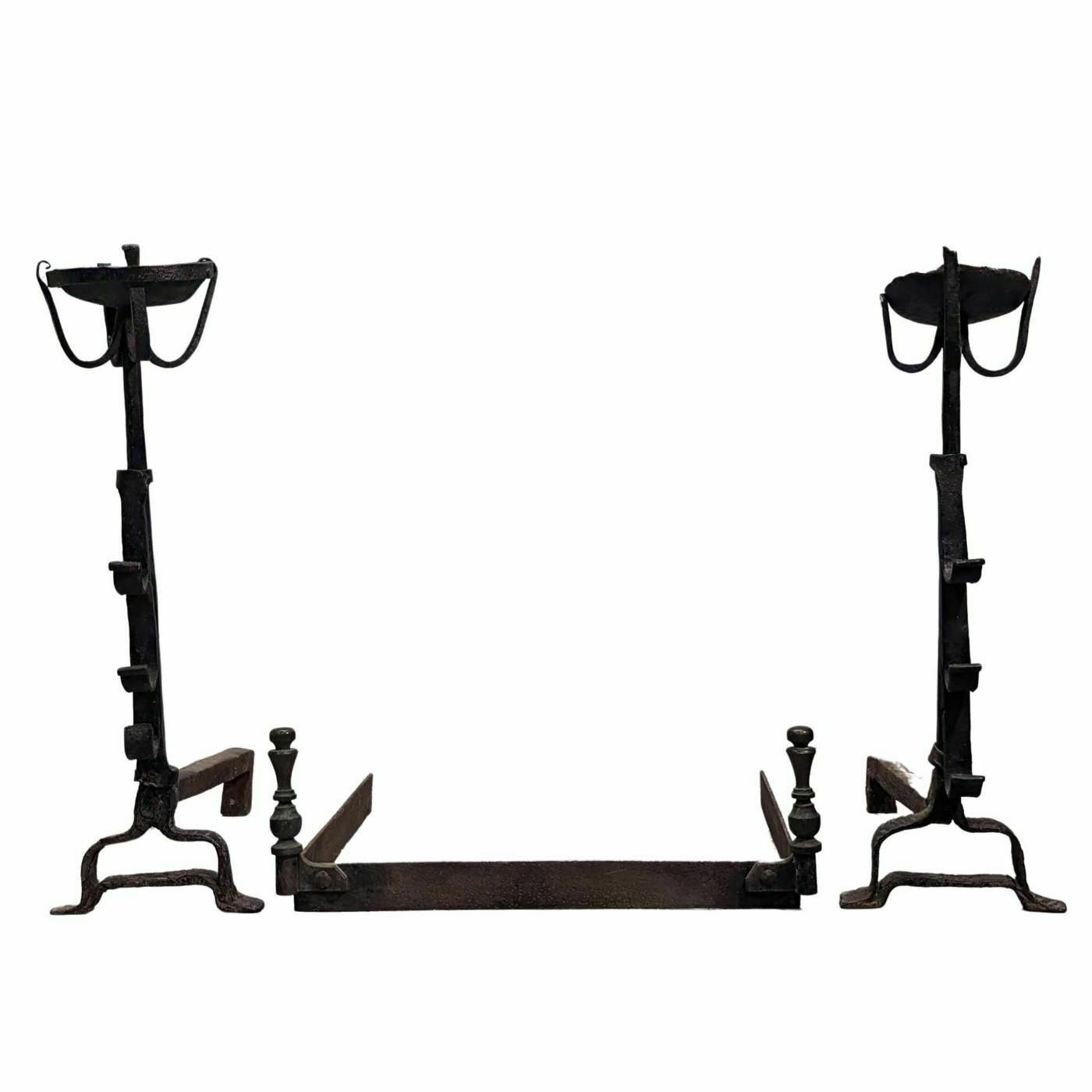 Landsmen In Wrought Iron Of The Period 18th (Pair)