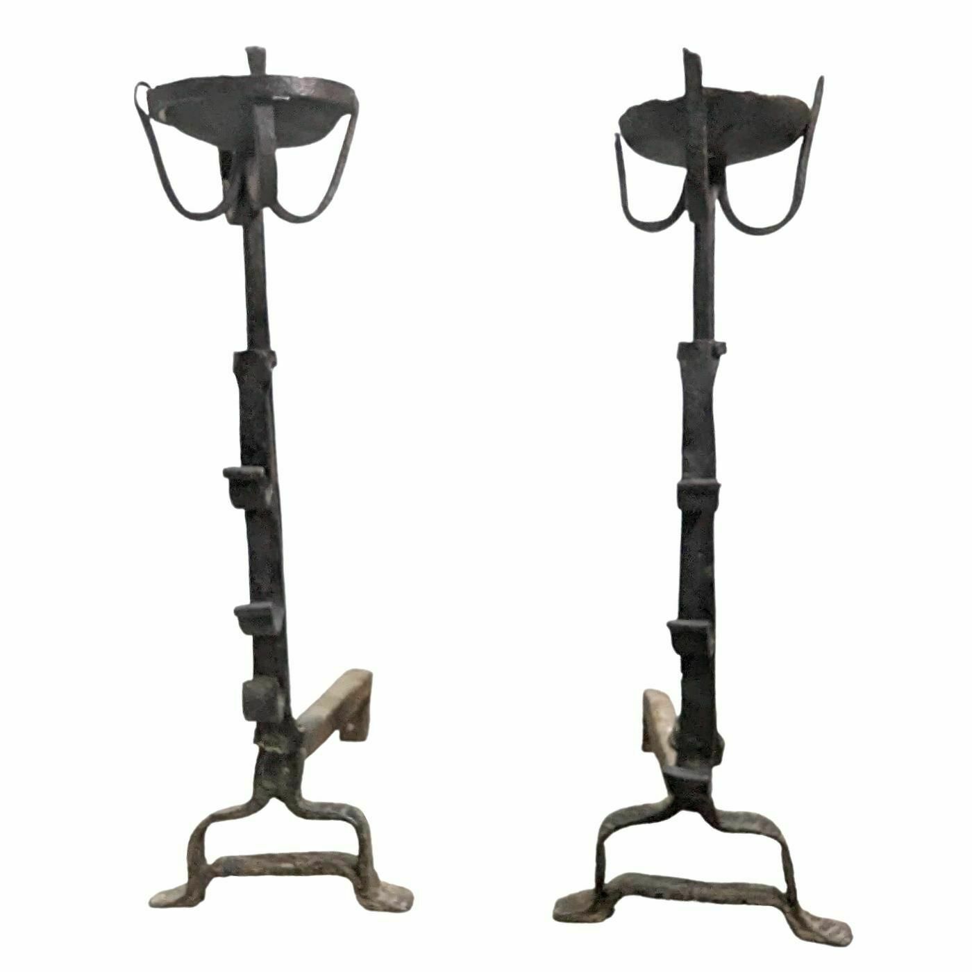 Landsmen In Wrought Iron Of The Period 18th (Pair) photo furniture