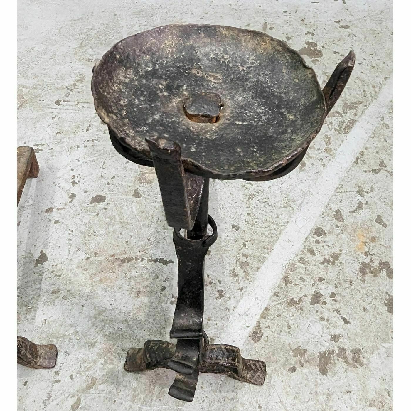 Landsmen In Wrought Iron Of The Period 18th (Pair) photo vintage