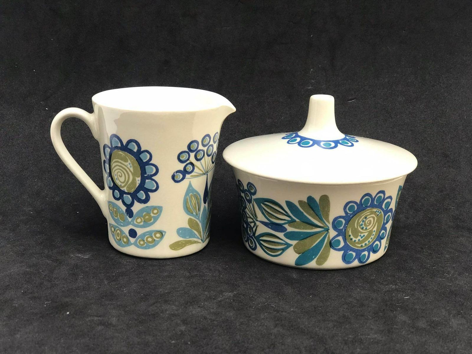 Figgjo Flint Sugar Bowl And Milk Jar By Turi Gramstad Oliver, Tor Viking Pattern Tea Creamer Milk Pot Kitchen Norvegian Design Table photo furniture