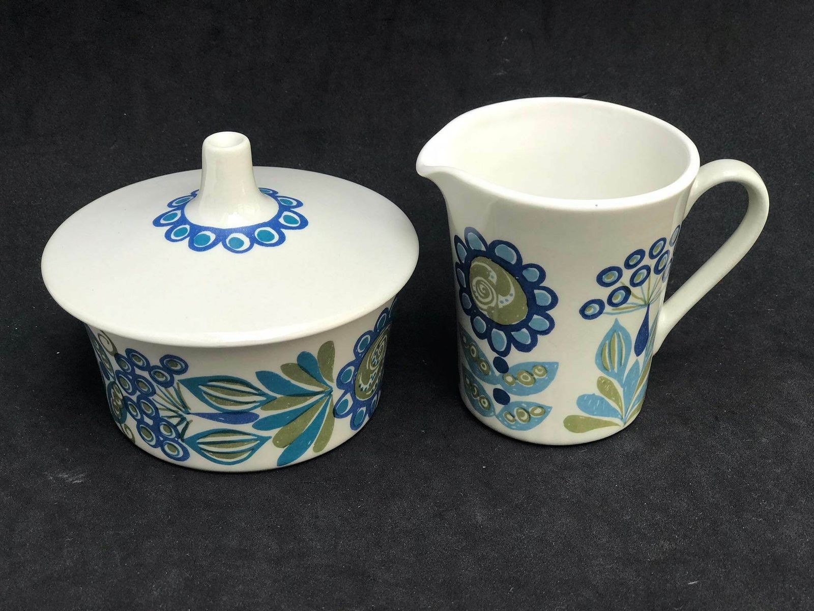 Figgjo Flint Sugar Bowl And Milk Jar By Turi Gramstad Oliver, Tor Viking Pattern Tea Creamer Milk Pot Kitchen Norvegian Design Table photo Home Decor