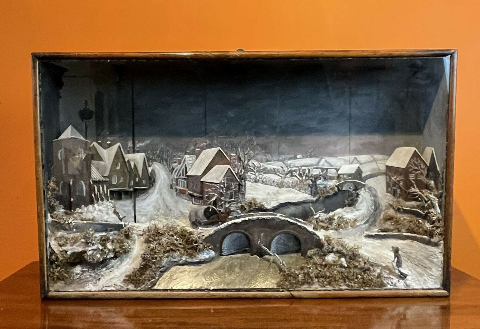 Folk Art Diorama Of An Eastern European Townscape In The Snow photo for sale