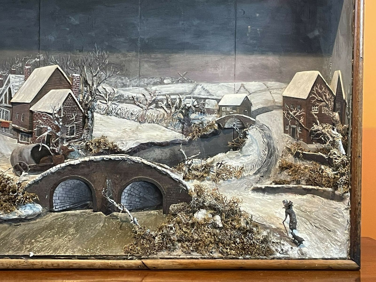 Folk Art Diorama Of An Eastern European Townscape In The Snow photo Home Decor