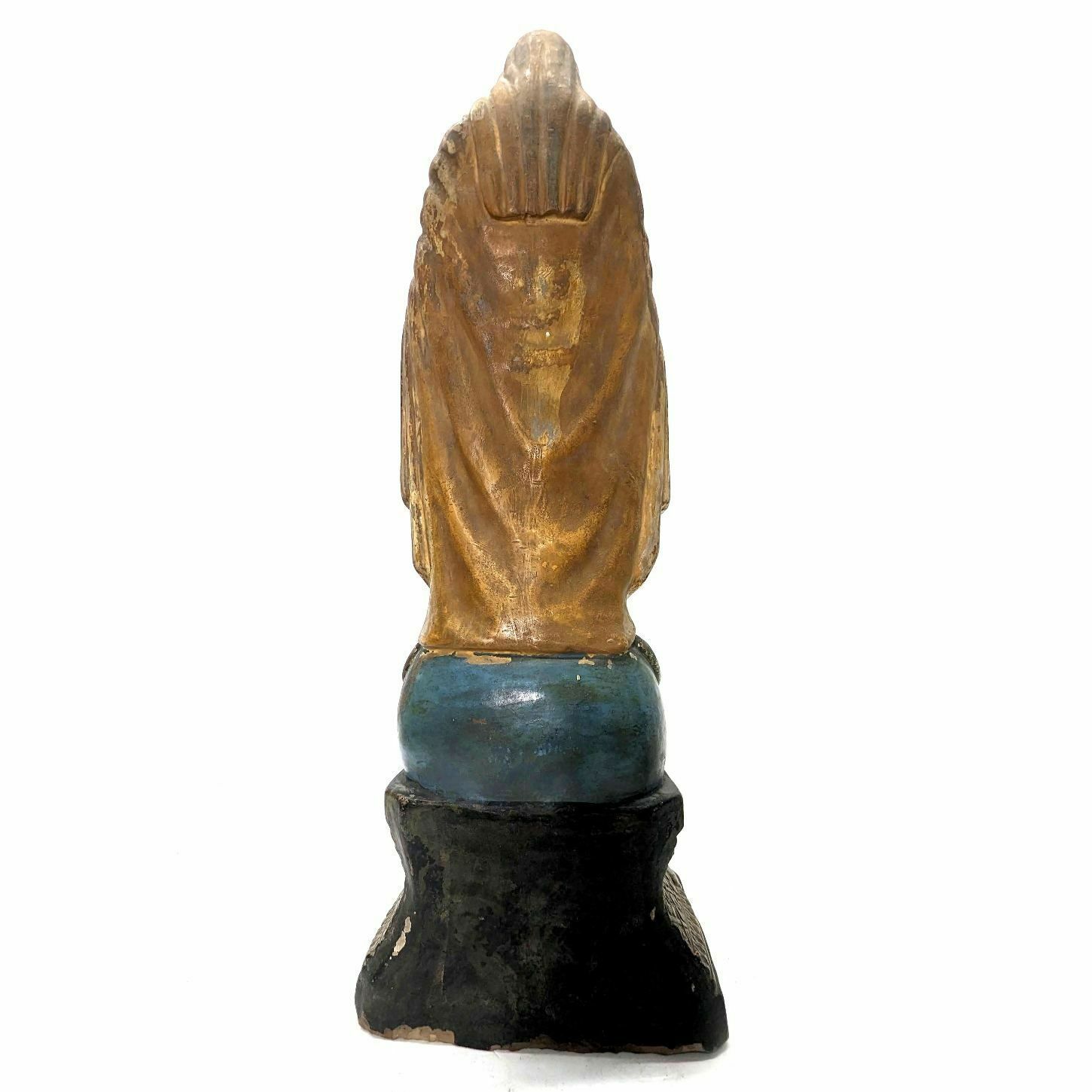 Sculpture Of The Virgin In 19th Century Terracotta Gilded With Gold photo Art