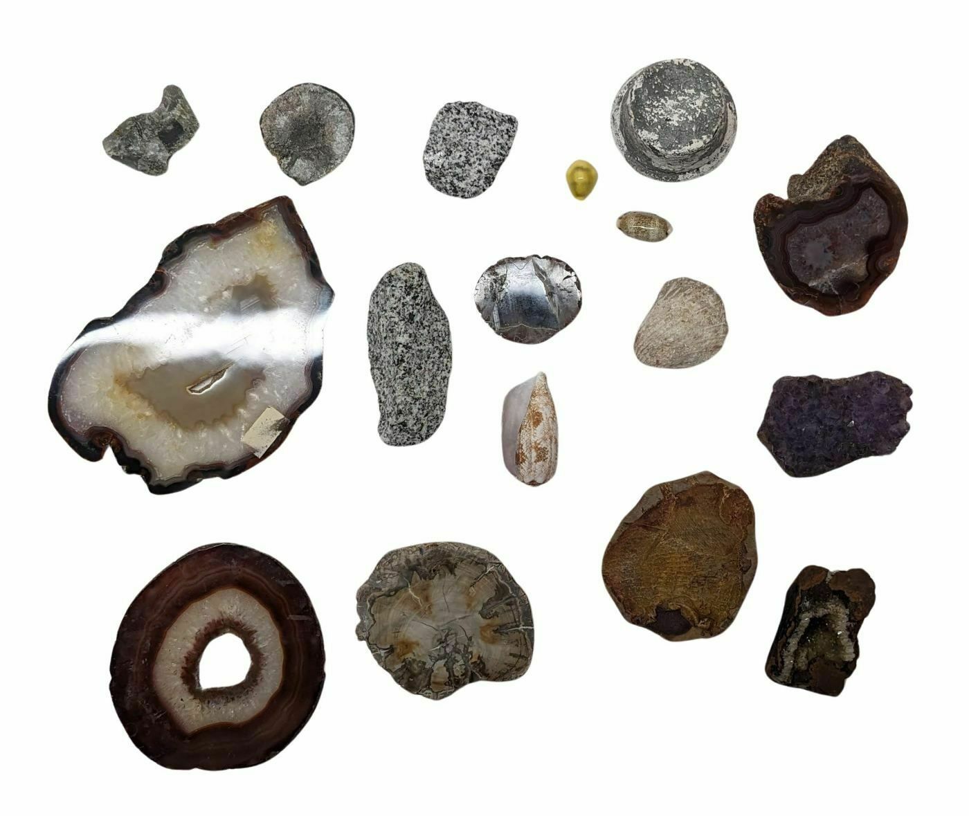 photo vinterior Collection Of Collectible Stones Agate Pyrite Etc