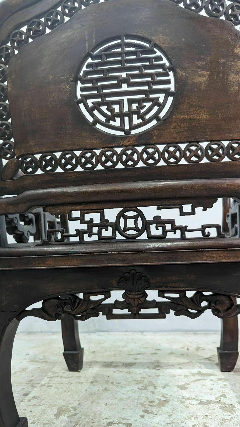 Indochinese Living Room 1900 In Exotic Wood Decorated With Bats photo vintage