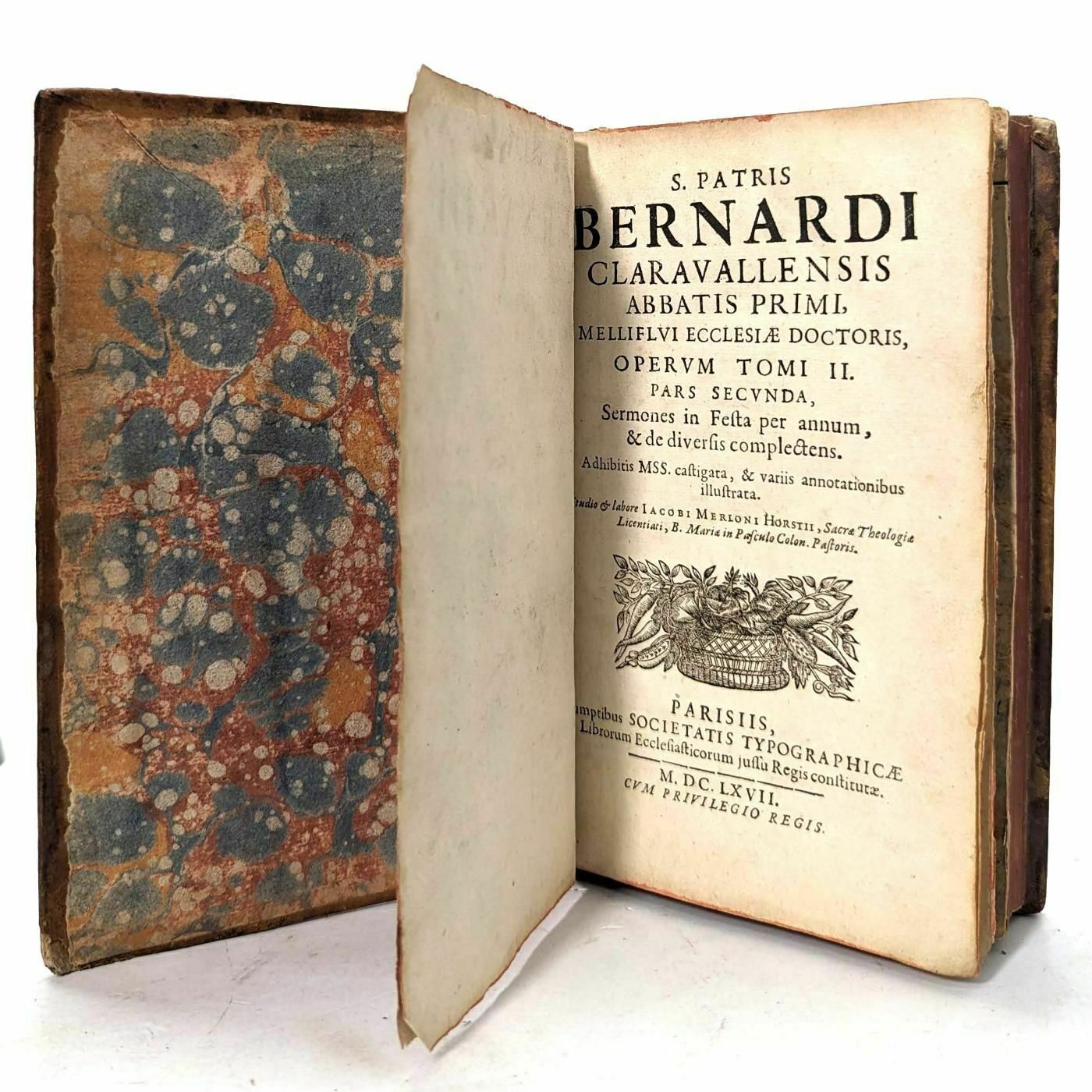 Book With Secret Old 17th Century  Bernardi Claravallensis Abbatis Primi
