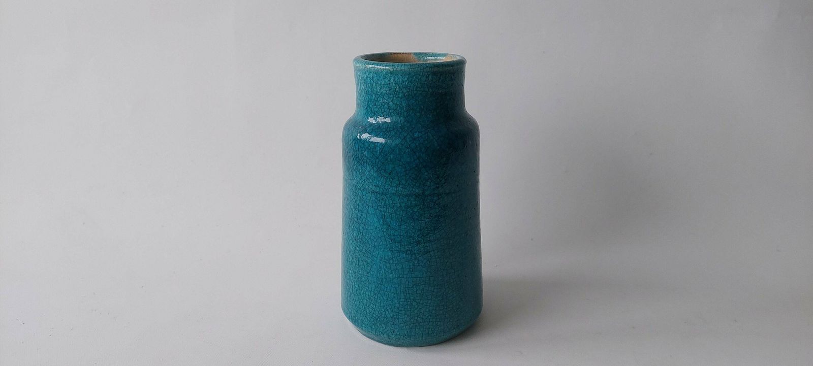 Heavy Weighted Pieter Groeneveldt Blue Crackled Glazed Studio Vase photo furniture