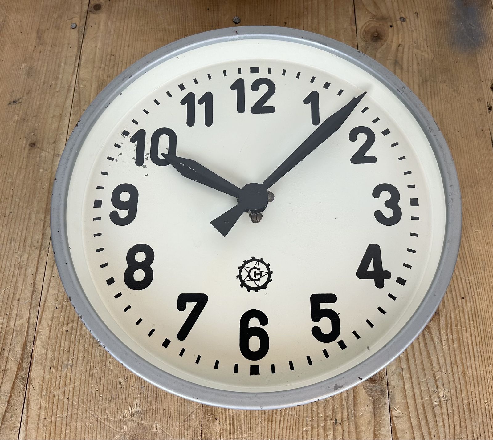 photo furniture Grey Industrial Factory Wall Clock From Chronotechna, 1950s