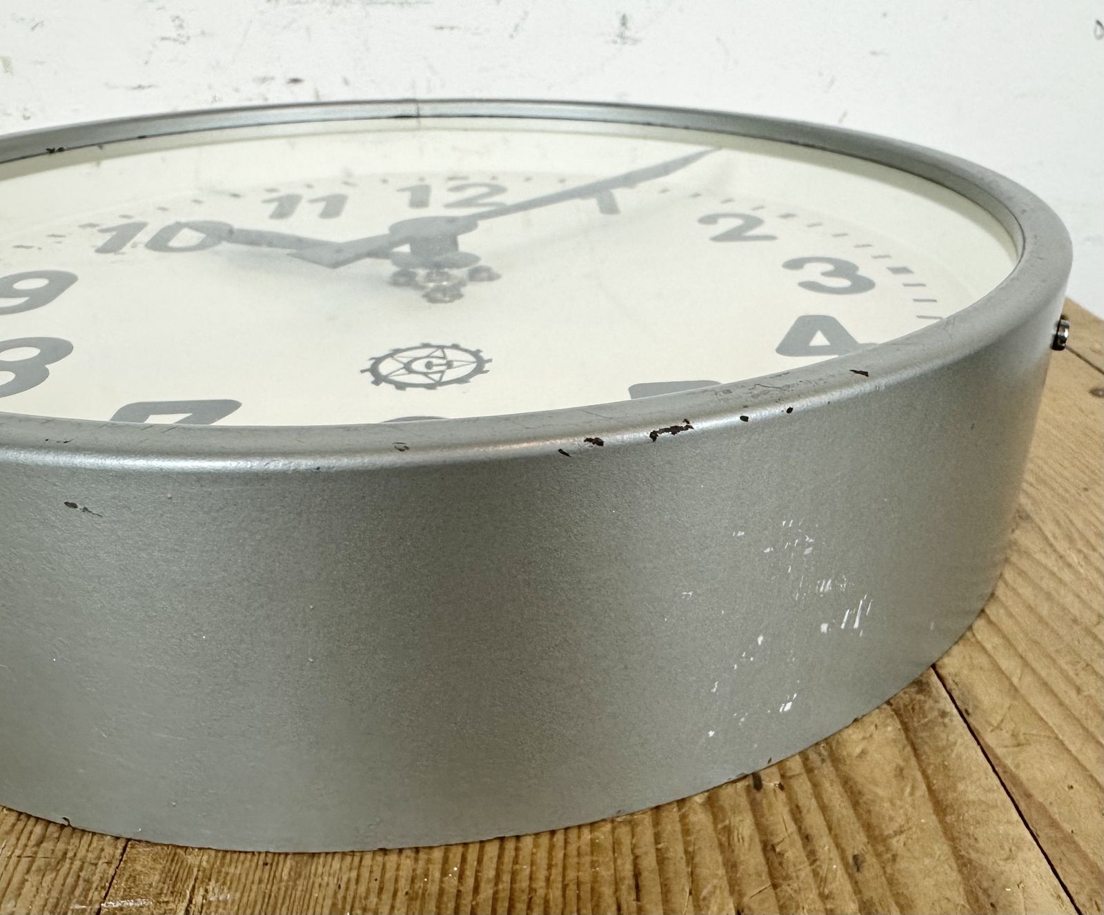 289.0 Grey Industrial Factory Wall Clock From Chronotechna, 1950s photo