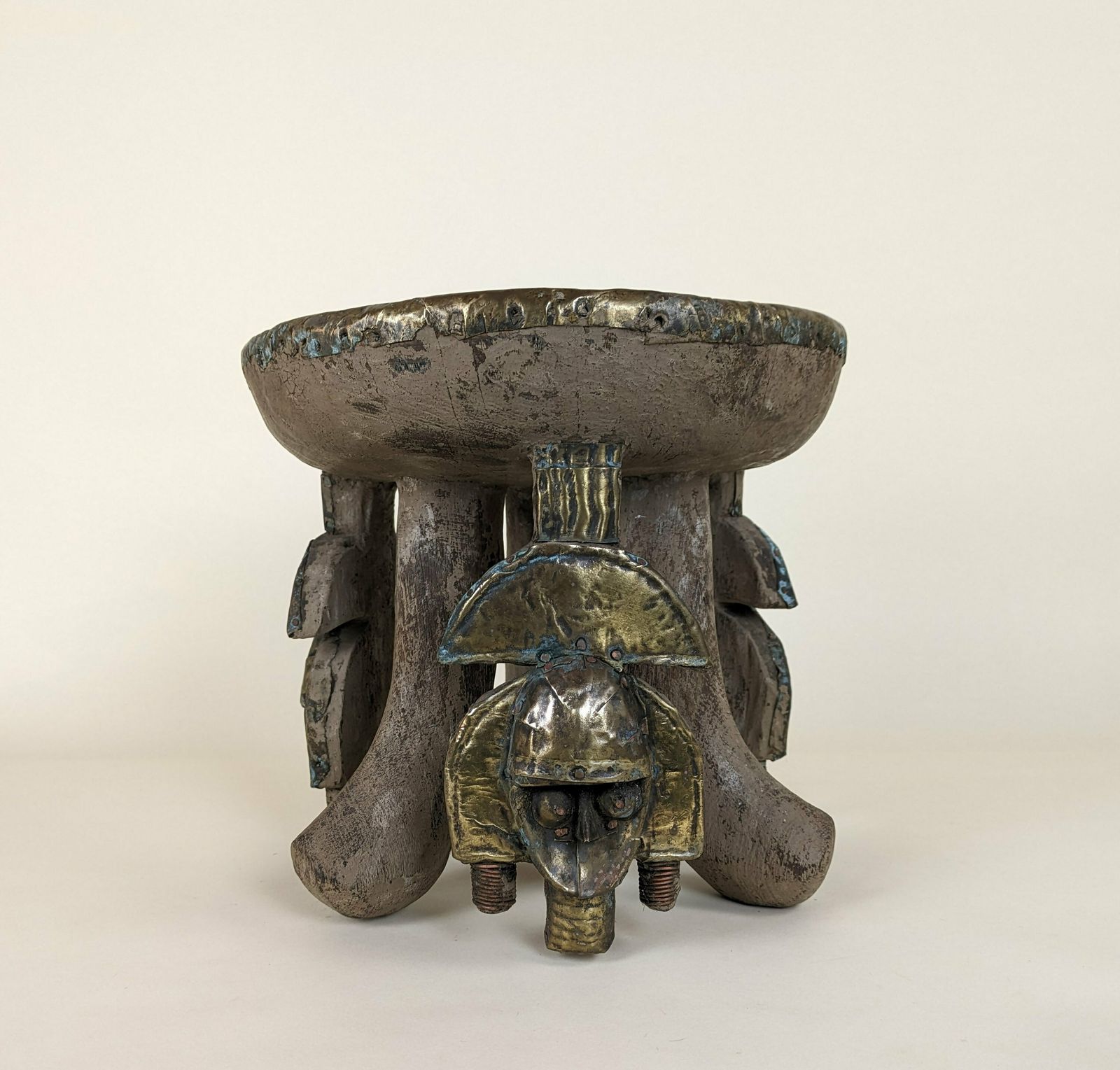 African Tribal Figural Stool From Kota Tribe Of Gabon, Primitive Mask Furniture From Africa photo buy