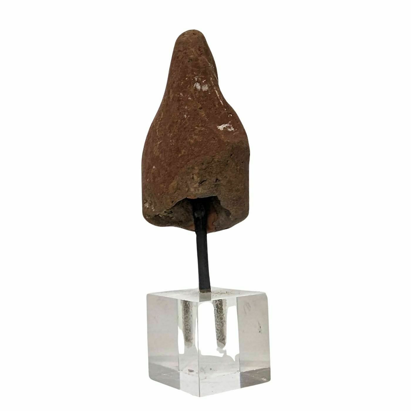 Archeology Statuette Of Painted Woman's Head With Base photo 379.0