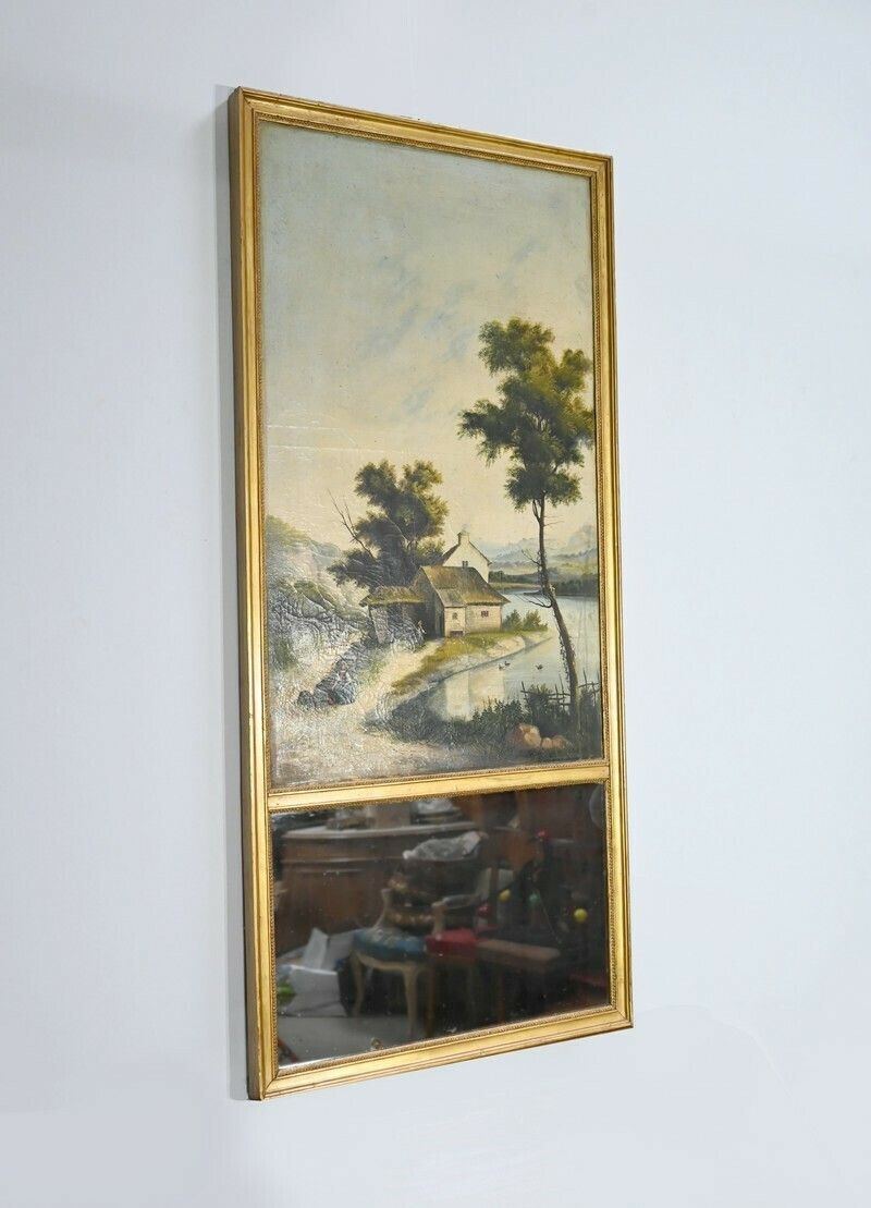 Trumeau Mirror In Golden Wood – Late 19th Century photo furniture