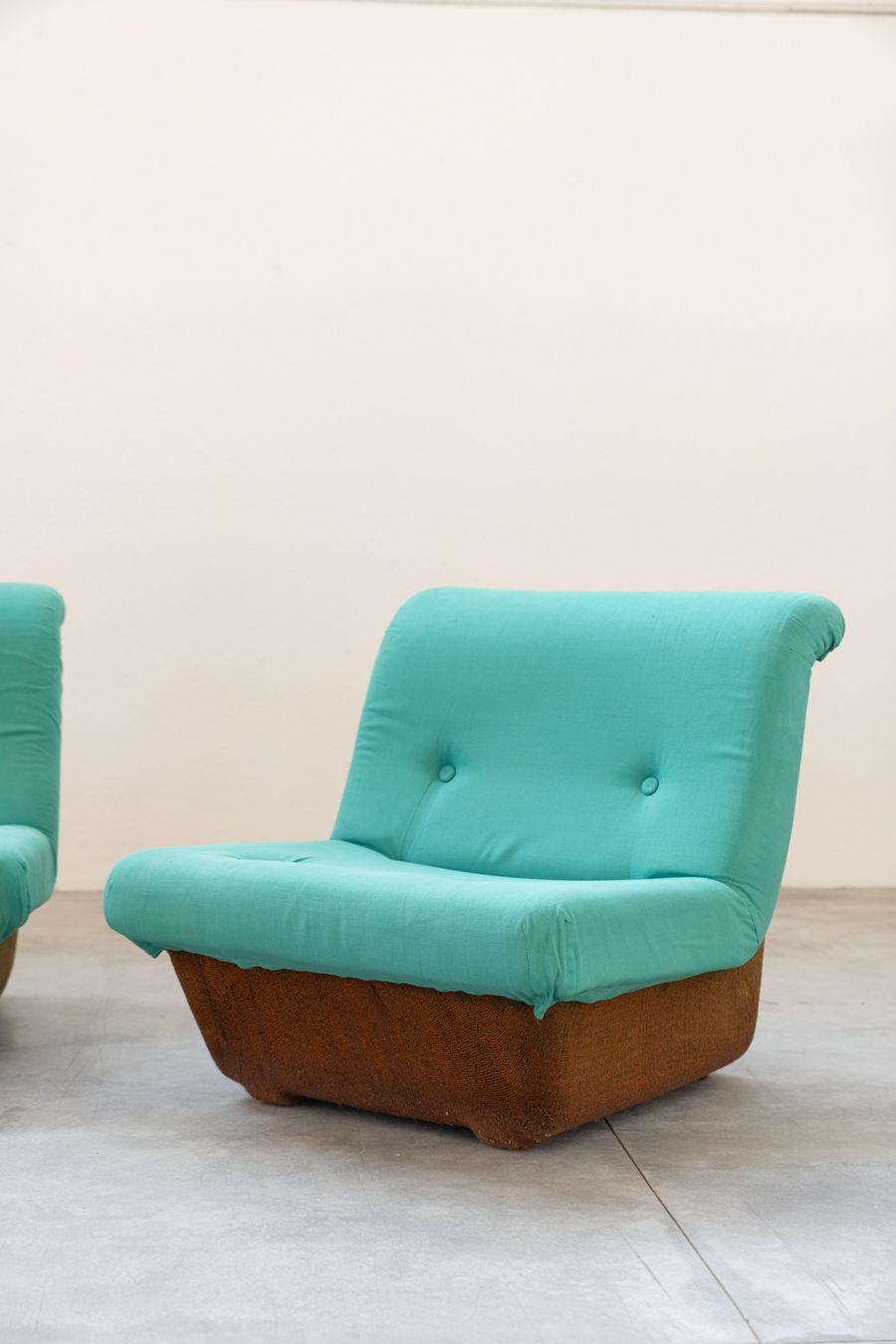Set Of Two Lev & Lev Fabric Armchairs, Removable Covers, With Fibreglass Frame, 1970s. photo furniture