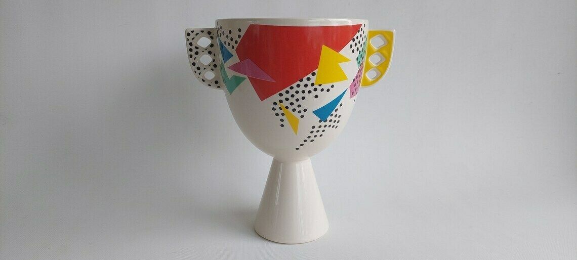 Colorful Memphis Style Ceramic Vase By Bottega Laurentia For Studio Lampo, 1980s photo vinterior