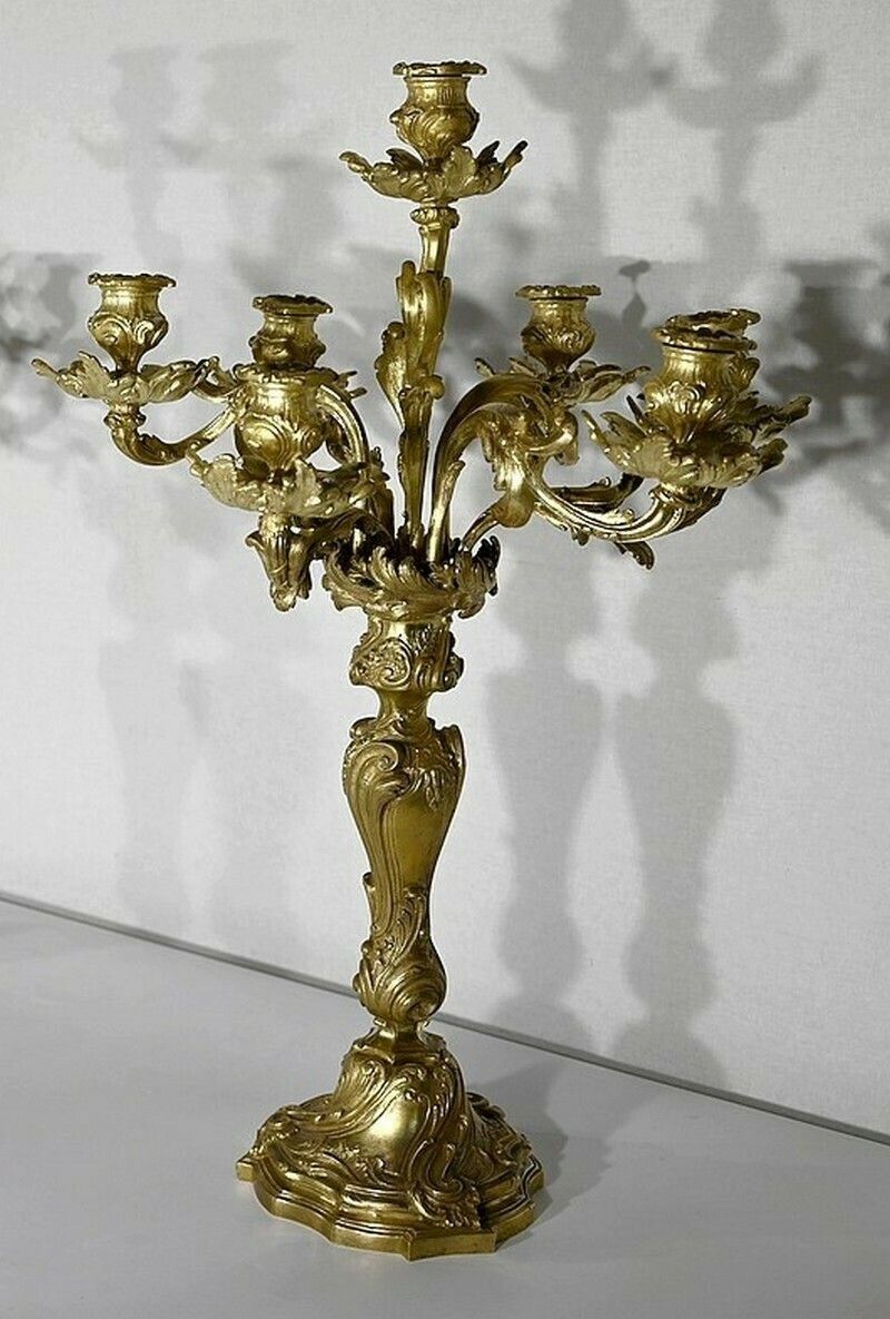 Important Gilt Bronze Candelabra, Louis XV Style – Late 19th Century photo furniture
