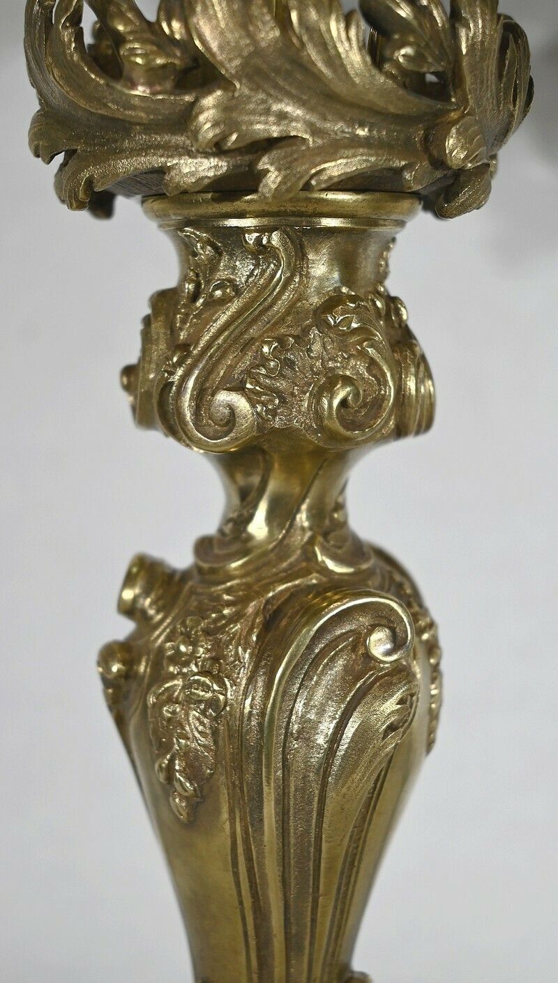 photo for sale Important Gilt Bronze Candelabra, Louis XV Style – Late 19th Century