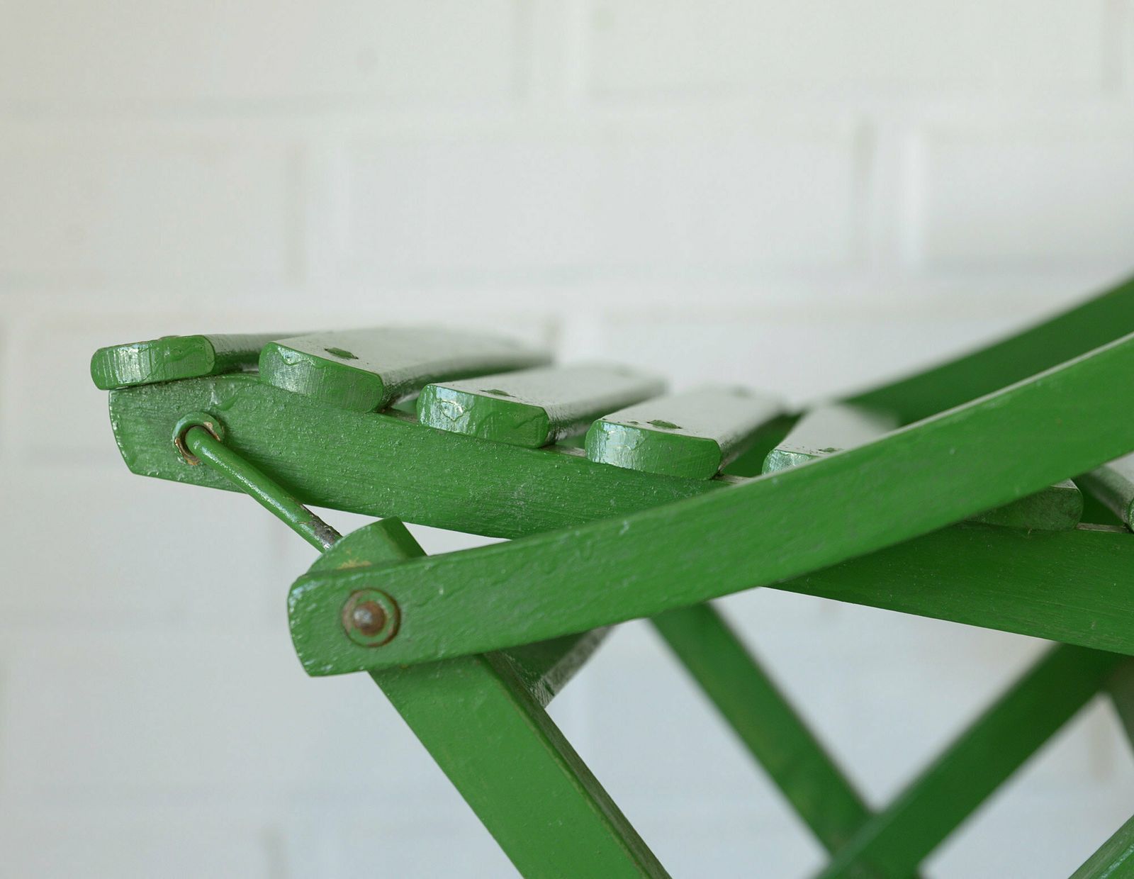 Vintage Wooden Decor / Plant Stand / Rustic Folding Chair / Handmade Furniture / Green Shabby Chic / Small Kids Chair / Yugoslavia 1960's photo buy