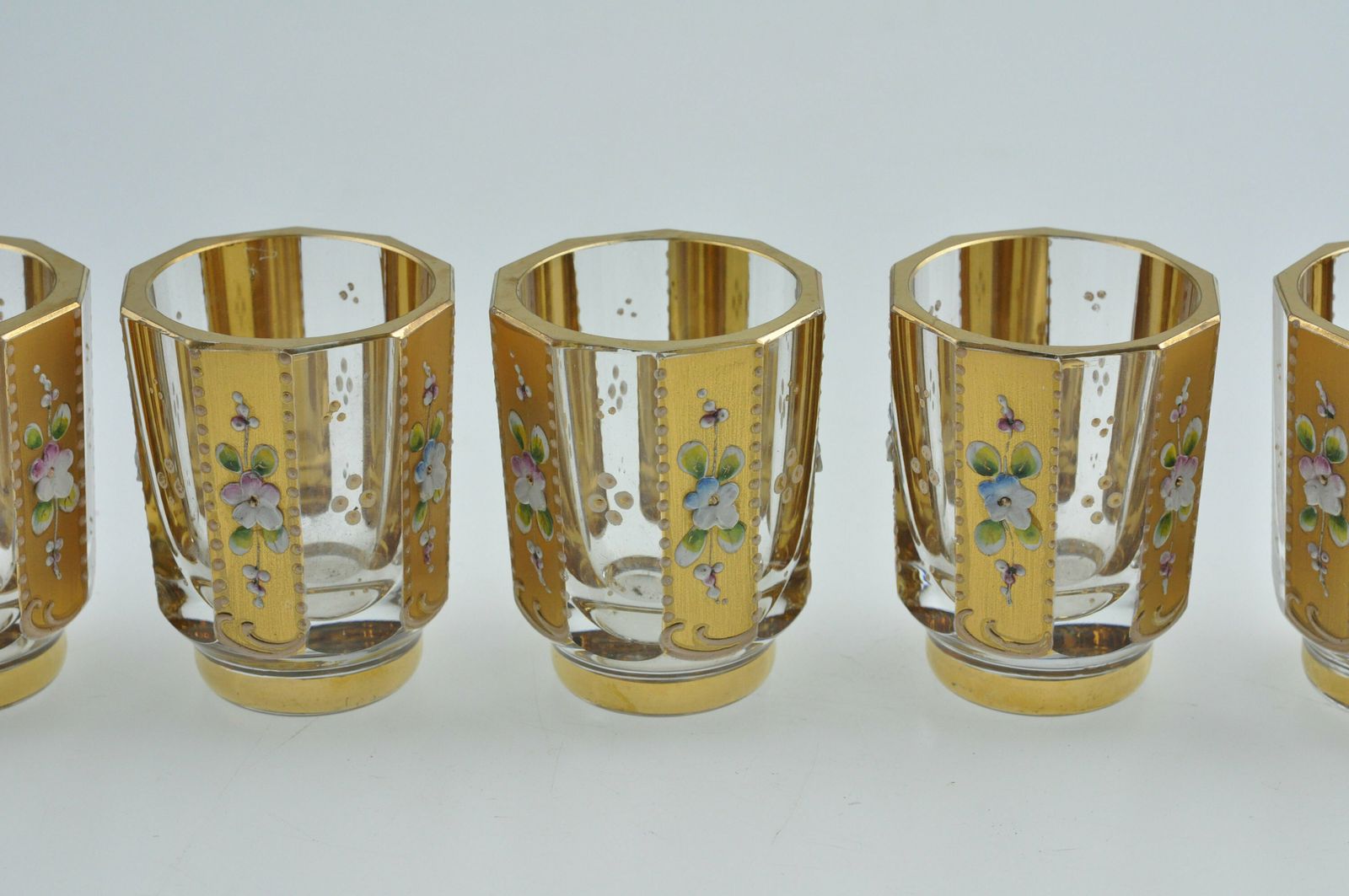 Czech Decanter, Decanter Set, Hand Painted Decanter, Gold Enameled Decanter Set, Glass Decanter Set, Glass Decanter, Antique Decanter Set photo Home Decor