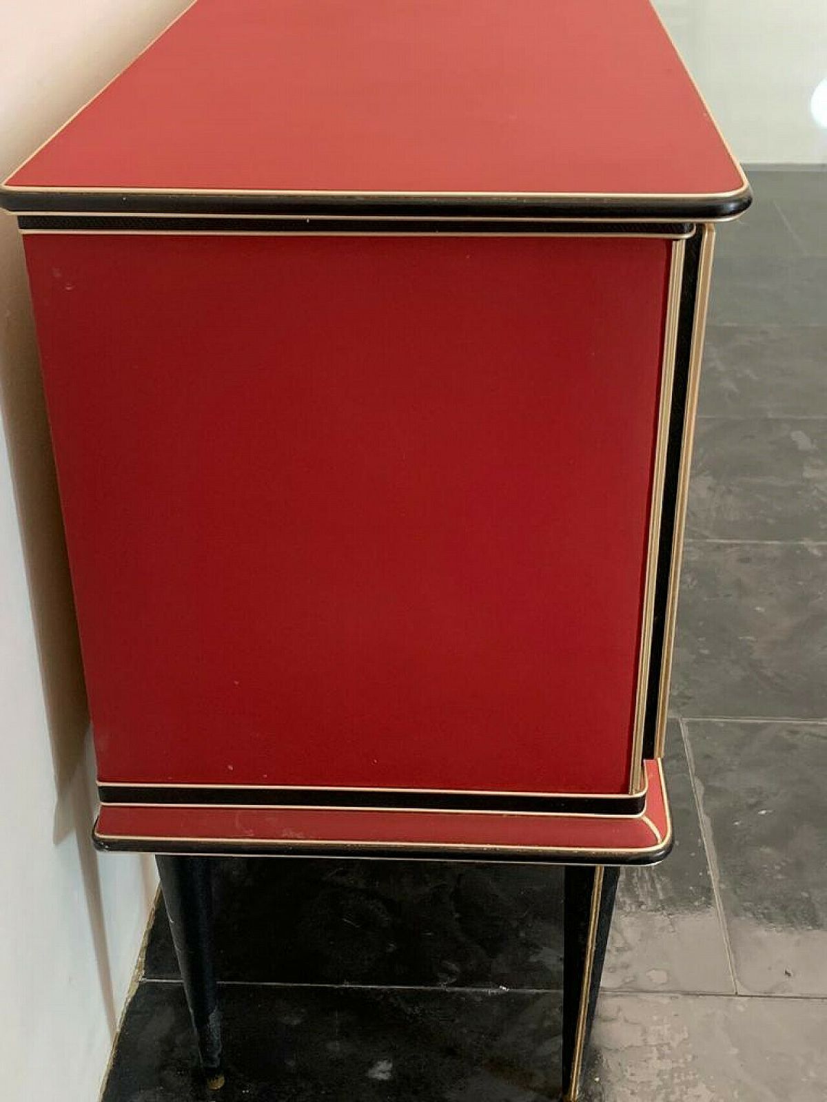 Furniture Leatherette, Metal And Glass Sideboard By Umberto Mascagni, 1950s photo